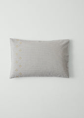 Ticking Stripe Cotton Embroidered Housewife Pillowcase | Ecru/Graphite