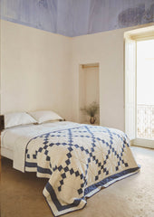 Lattice Patchwork Quilt | Ecru/Aegean Blue