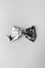 CHROME BOW HAIR CLIP