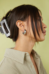 CHECKERED PRINT HAIR CLIP