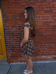 Finley Plaid Asymmetrical Mini Dress