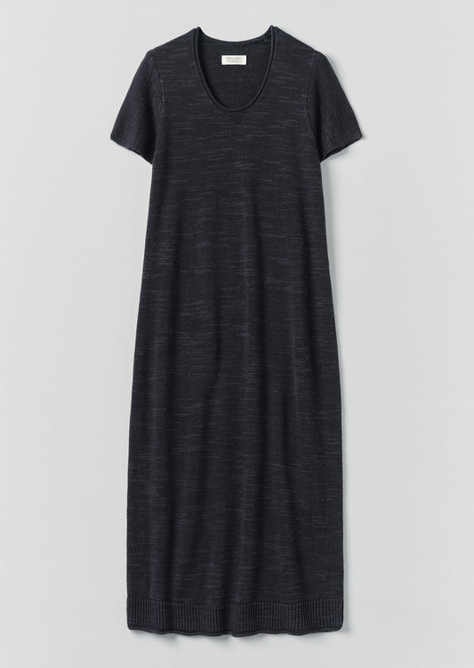 Knitted Linen Cotton T Shirt Dress | Dark Navy