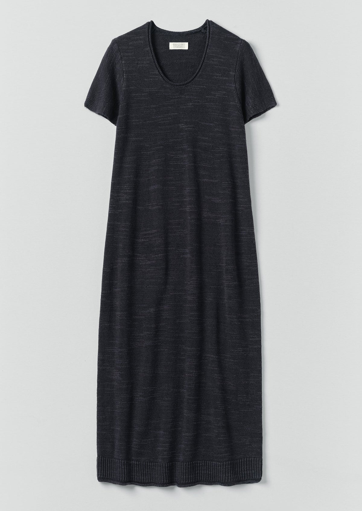 Knitted Linen Cotton T Shirt Dress | Dark Navy