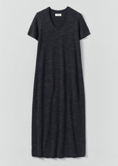 Knitted Linen Cotton T Shirt Dress | Dark Navy