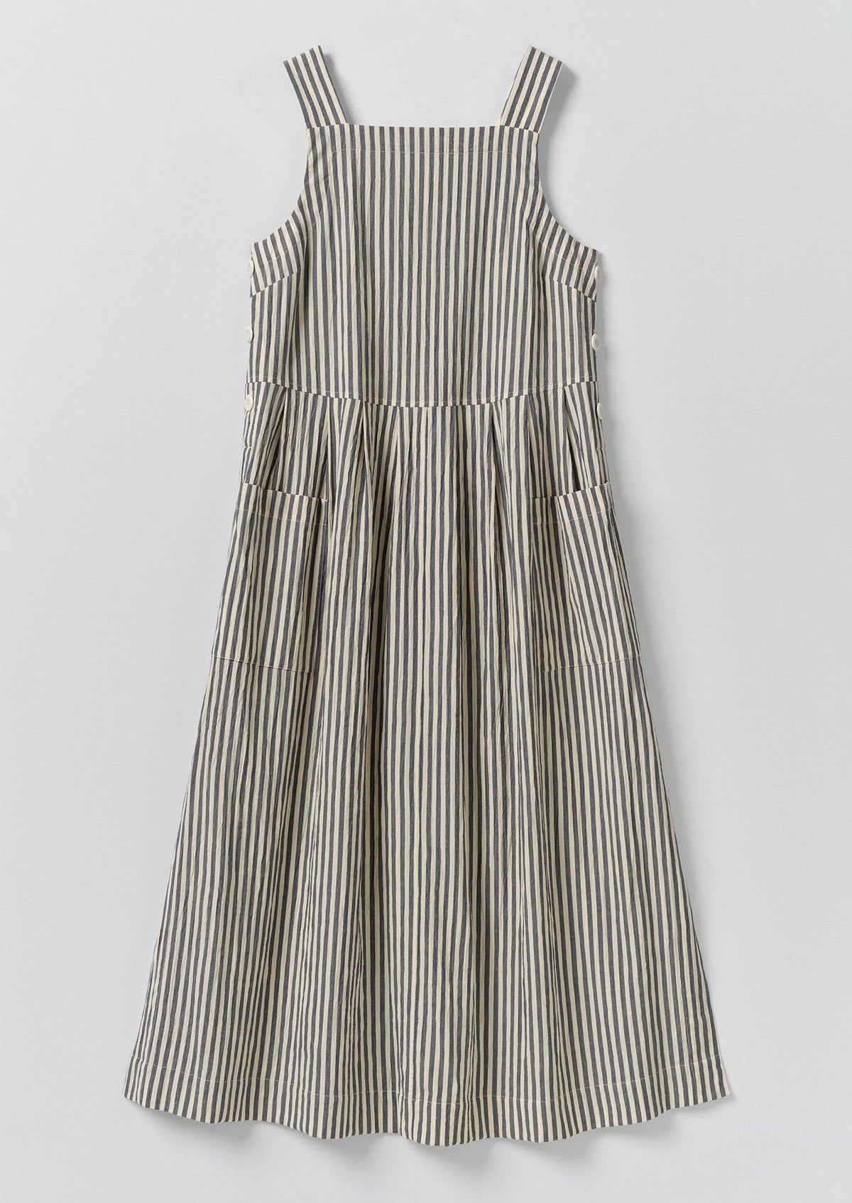 Tablier Stripe Cotton Pinafore Dress | Workshop Blue