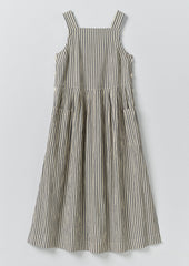Tablier Stripe Cotton Pinafore Dress | Workshop Blue