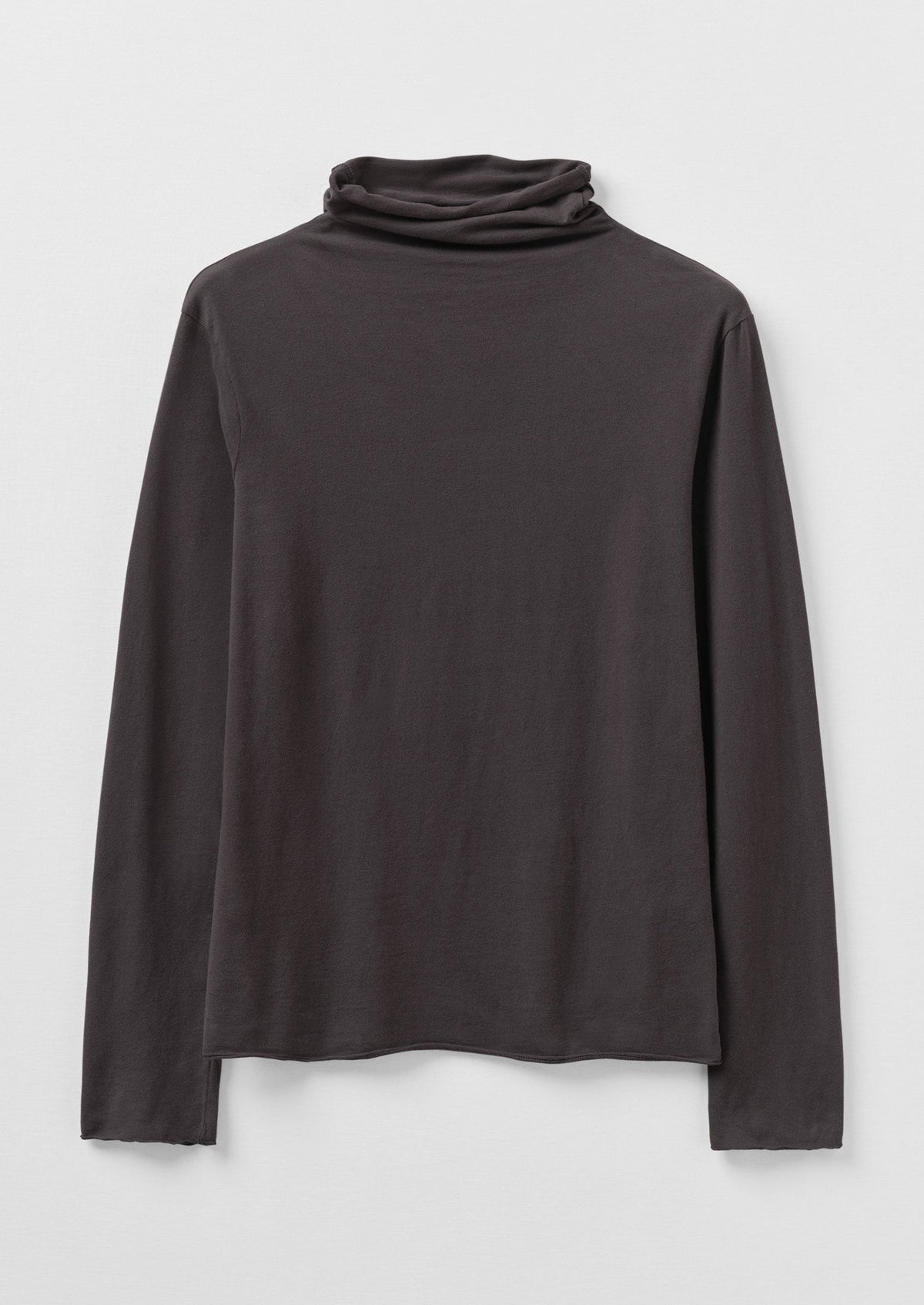 High Neck Soft Cotton Tee | Charcoal