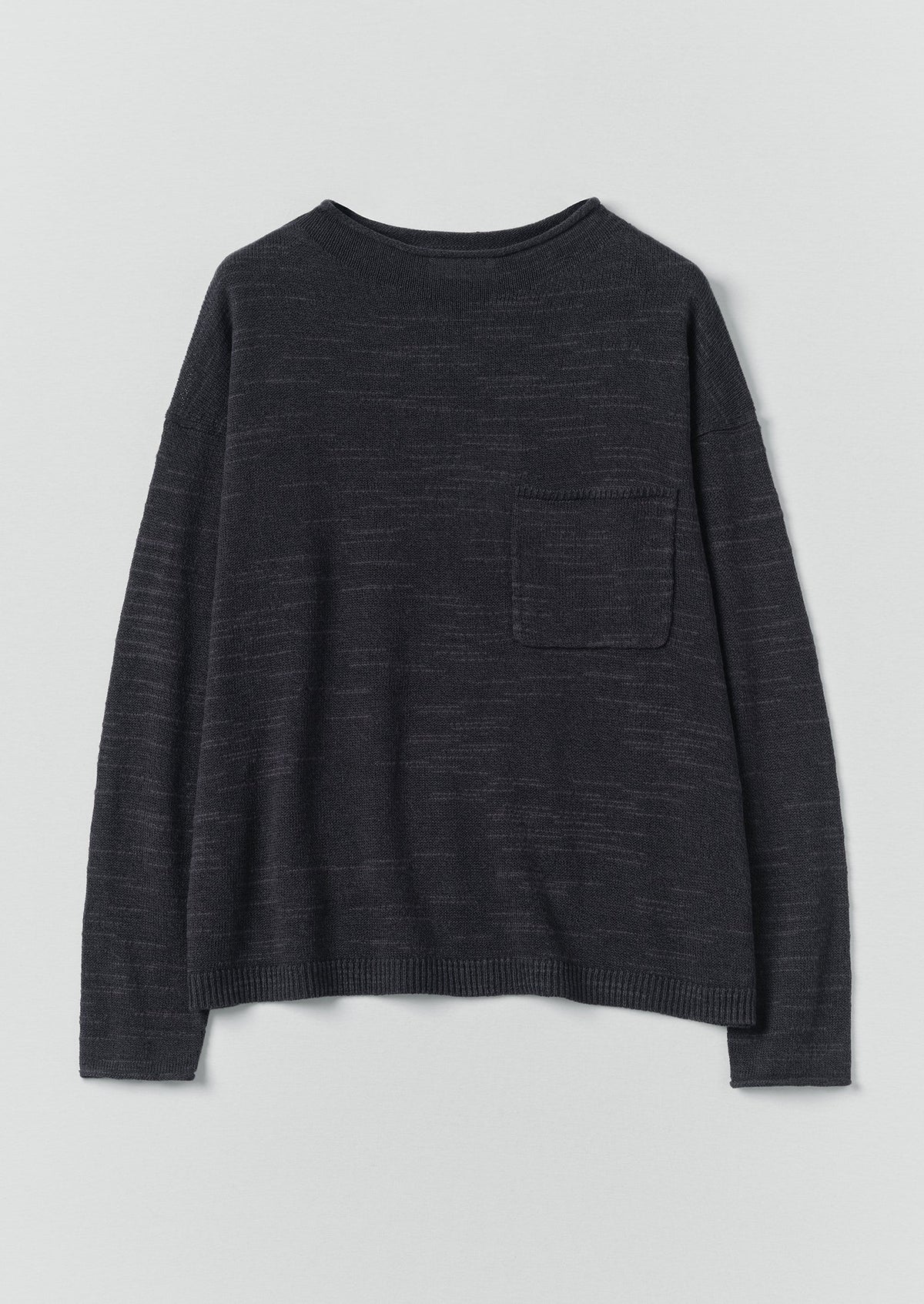 Linen Cotton Fine Knit Sweater | Dark Navy