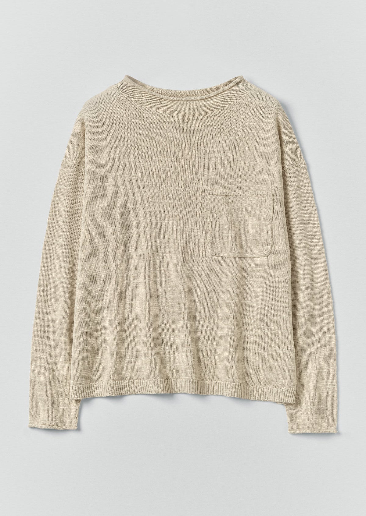 Linen Cotton Fine Knit Sweater | Parchment