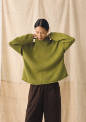 Organic Cotton Linen Easy Sweater | Olivine