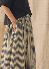 Pleated Cotton Stripe Skirt | Workshop Blue