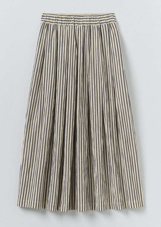Pleated Cotton Stripe Skirt | Workshop Blue