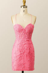 Hot Pink Lace Bodycon Mini Dress