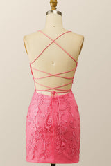 Hot Pink Lace Bodycon Mini Dress