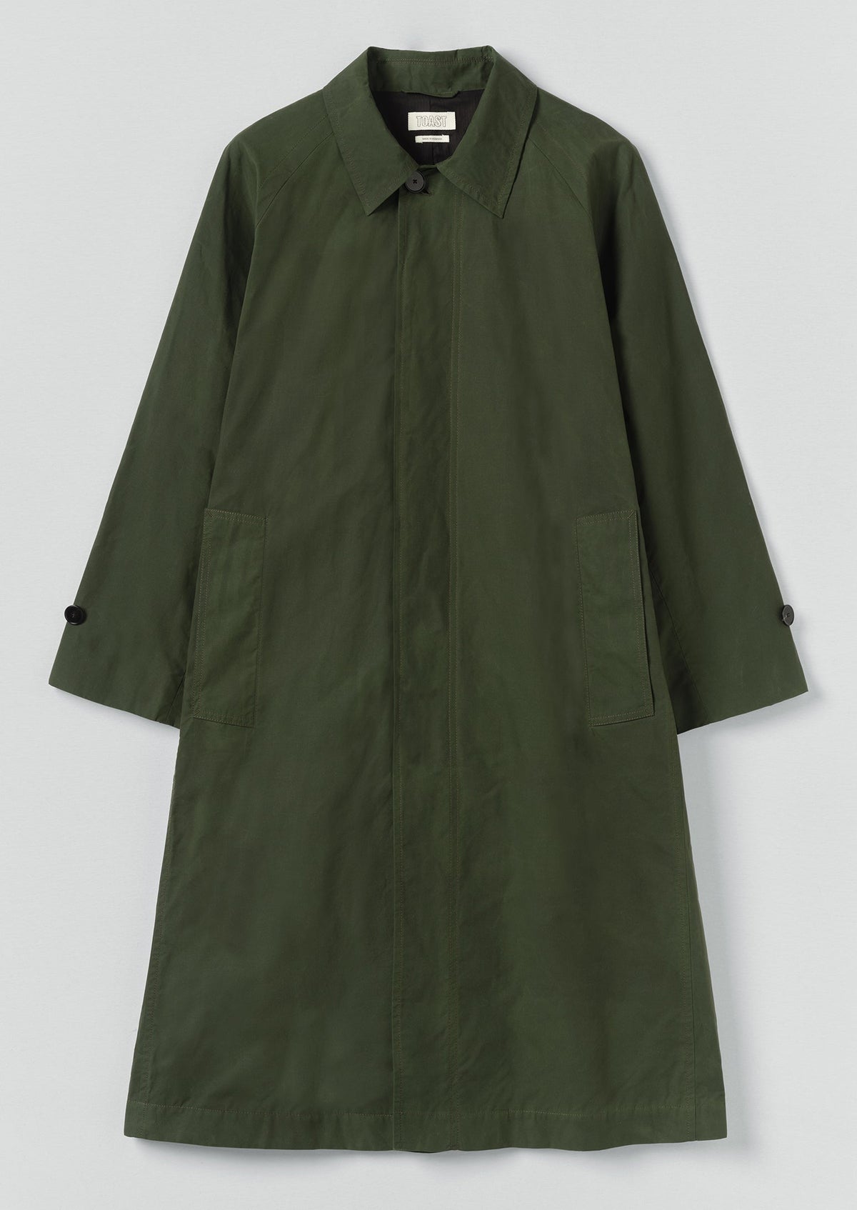 Waxed Cotton Trench Coat | Forest Green