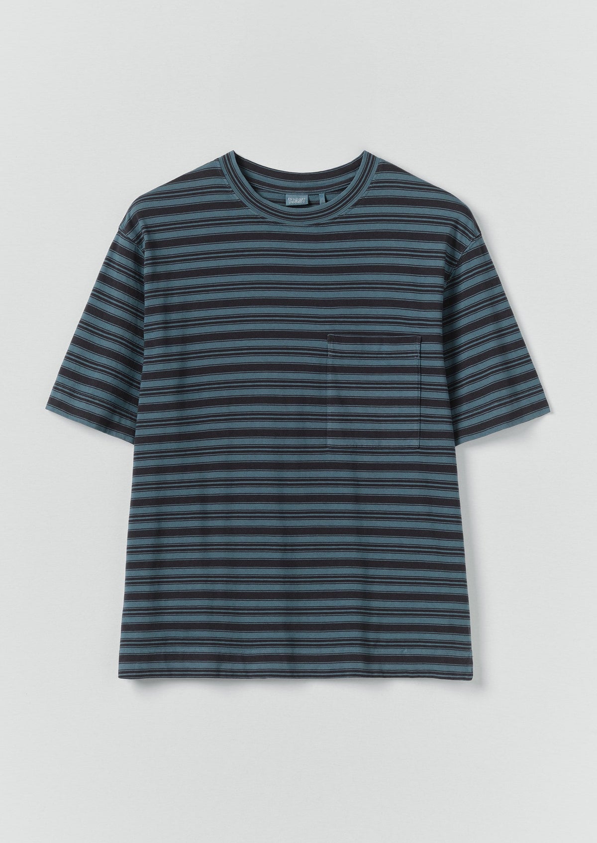 Overdyed Stripe Organic Cotton Tee | Blue Graphite/Mazarine Blue