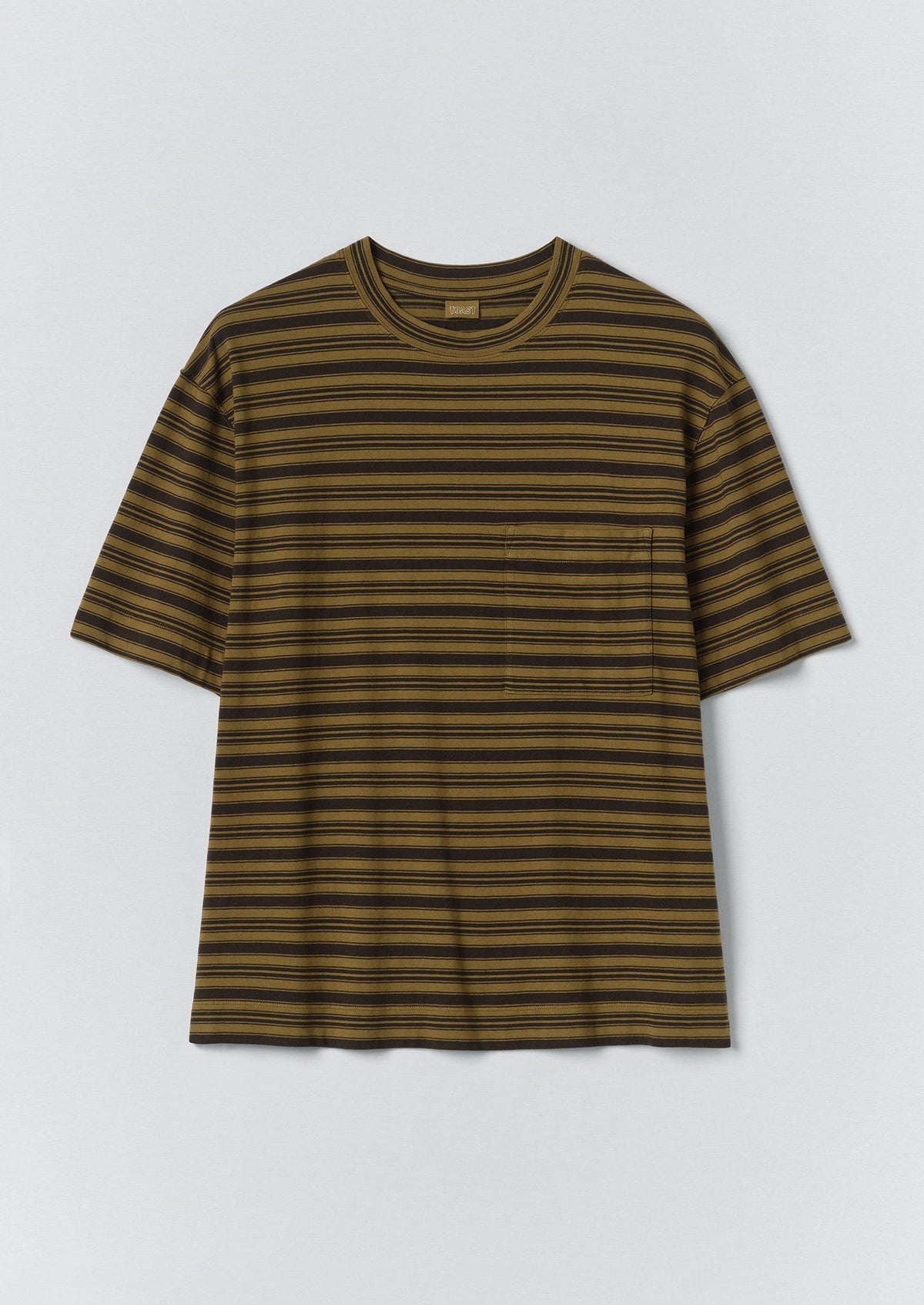 Overdyed Stripe Organic Cotton Tee | Blue Graphite/Woodland Green
