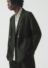 Overdyed Micro Houndstooth Cotton Blazer | Oil Green