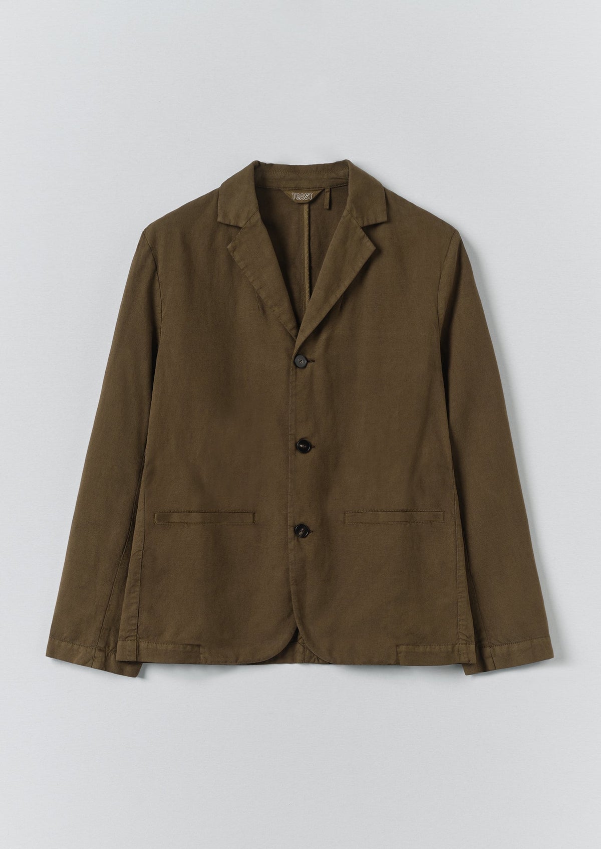 High Break Cotton Linen Blazer | Bronze Green