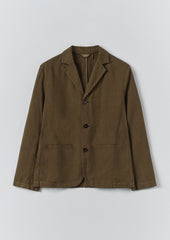 High Break Cotton Linen Blazer | Bronze Green