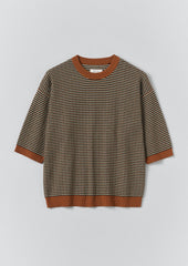 Knitted Cotton Tee | Green Multi