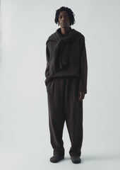 Loopback Jersey Pleated Trousers | Black Pepper