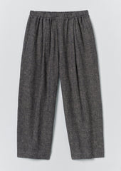 Pleated Linen Cotton Twill Trousers | Navy/Ecru
