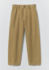 Jude Wide Leg Cotton Twill Trousers | Olive Leaf