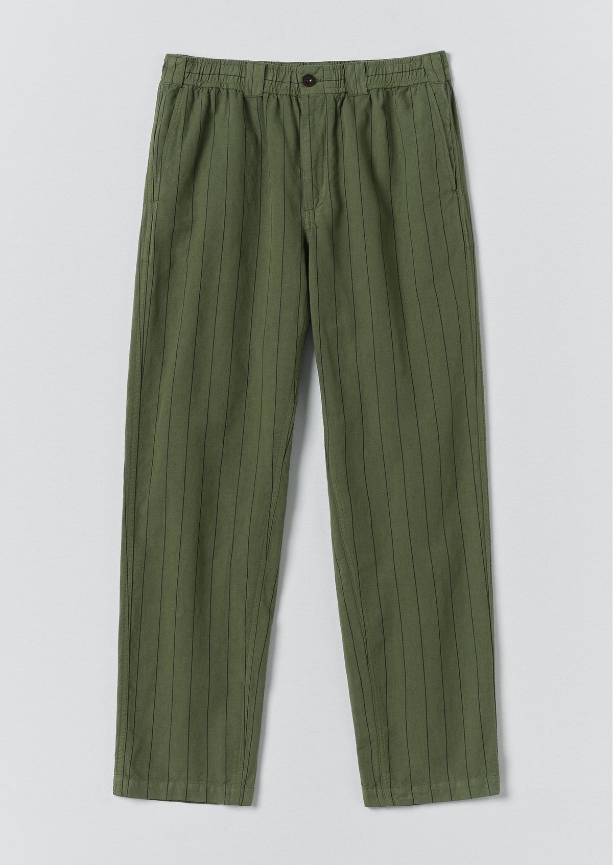 Overdyed Stripe Elasticated Cotton Linen Trousers | Basil