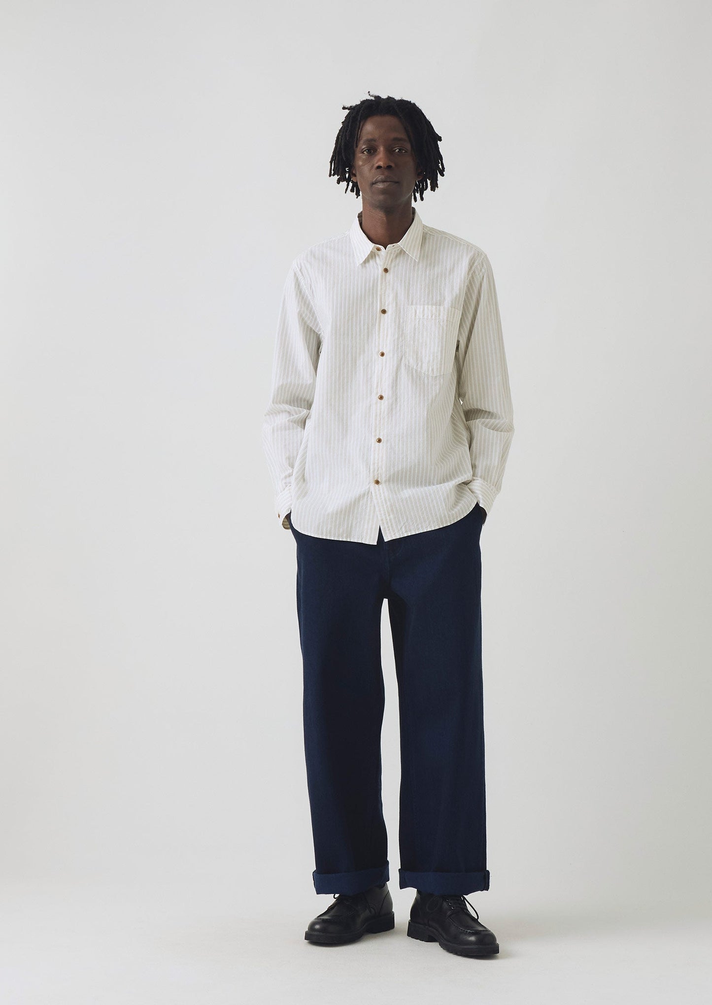 Jacquard Stripe Shirt | Shale Stone