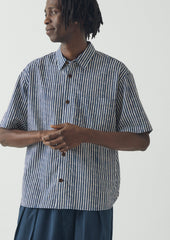 Natural Dye Stripe Cotton Shirt | Indigo