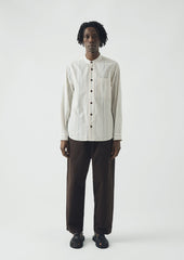 Jasper Irregular Stripe Cotton Shirt | Ecru/Cobalt