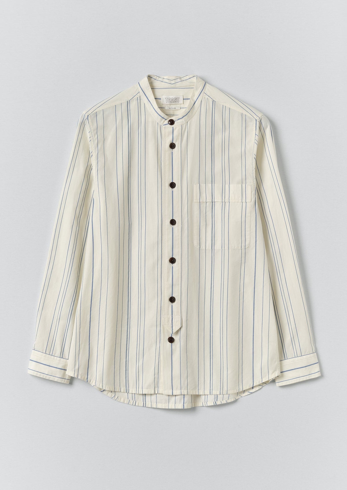 Jasper Irregular Stripe Cotton Shirt | Ecru/Cobalt