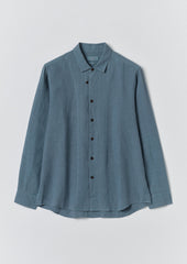 Loop Button Linen Shirt | Misty Blue