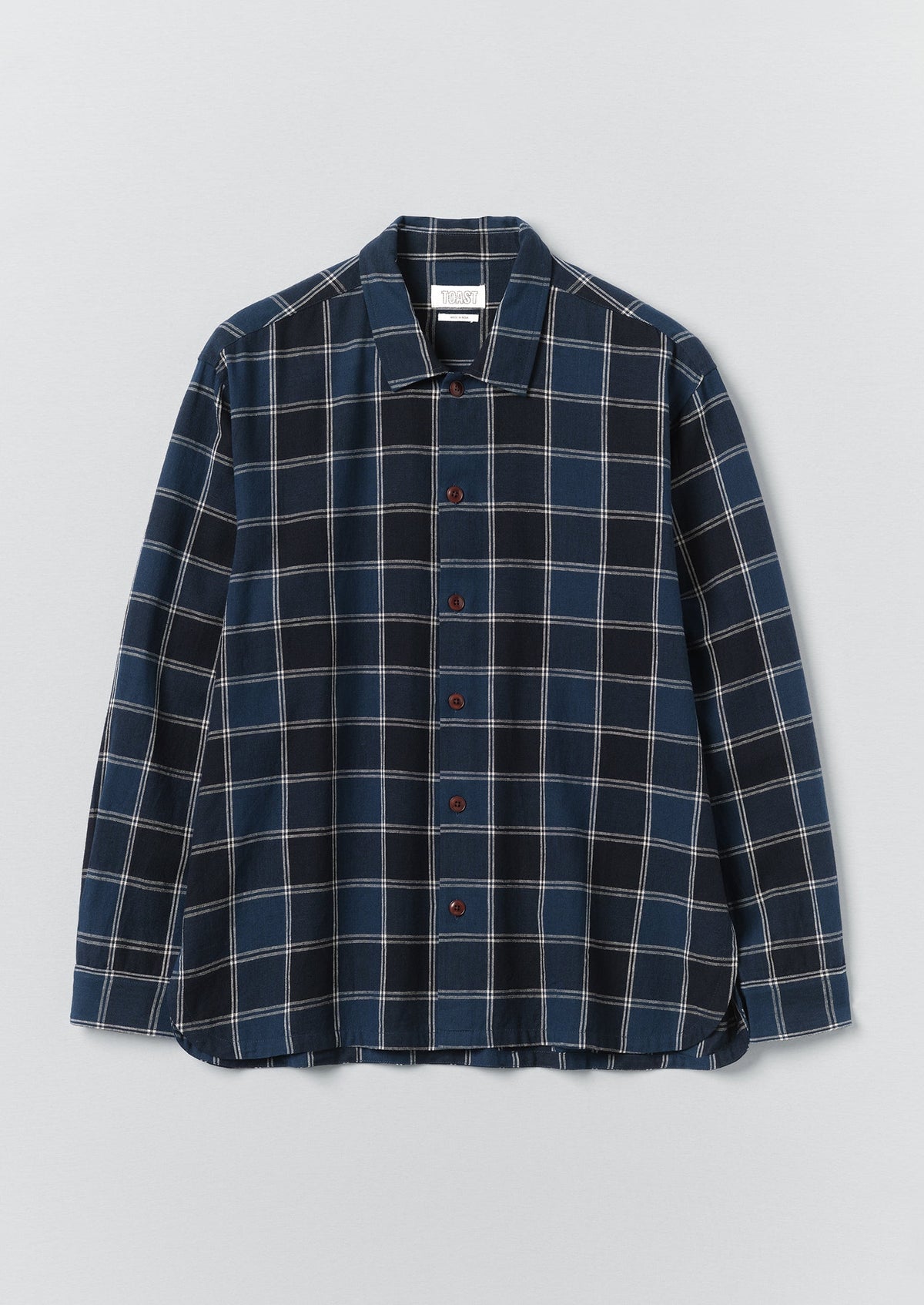 Market Check Cotton Linen Easy Shirt | Denim Blue