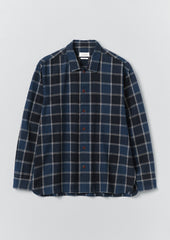 Market Check Cotton Linen Easy Shirt | Denim Blue