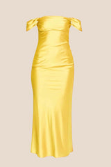 Off the Shoulder Red Soft Satin Long Dress