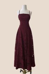 Pink Lace Cowl Neck A-line Long Dress