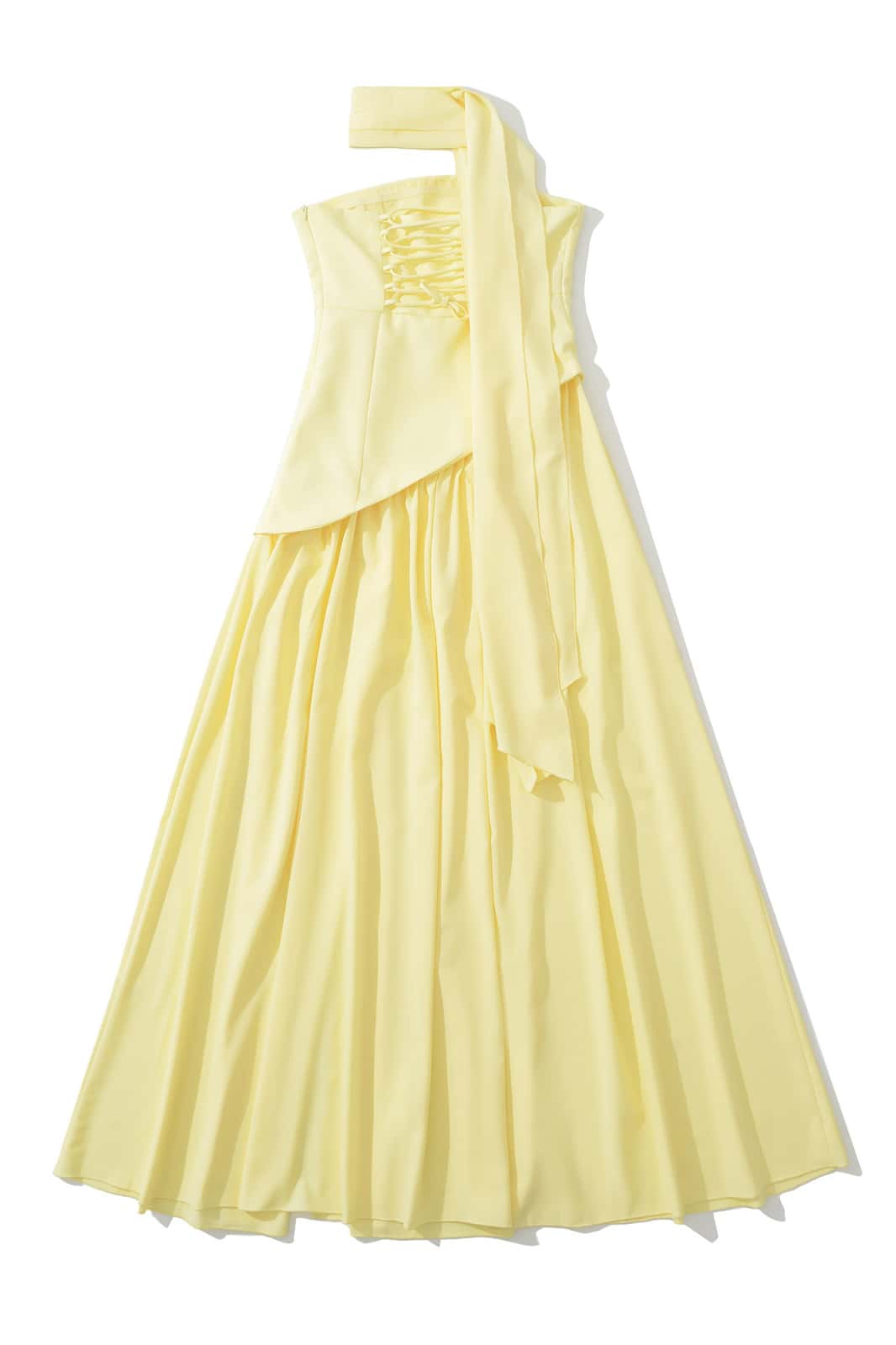 Pink Crepe Bodice Gathered Long Dress