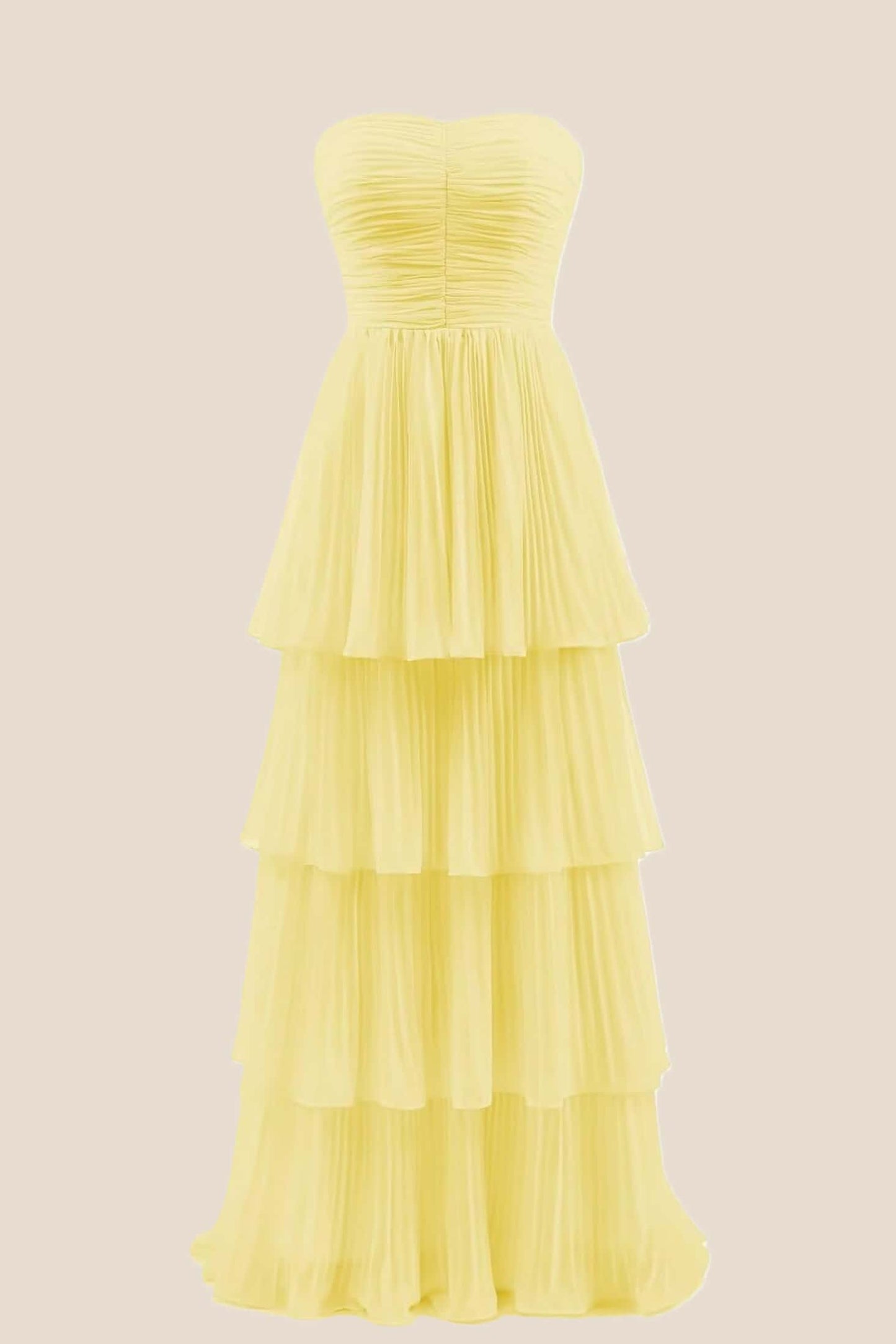 Blue Chiffon Pleated A-line Tiered Maxi Dress