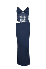 Burgundy Sheer Cutout Fitted Dress