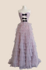 Keyholes Polka Dots A-line Ruffle Gown