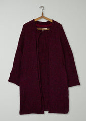 Reworn Knitted Tweed Coat Size S (598) | Damson