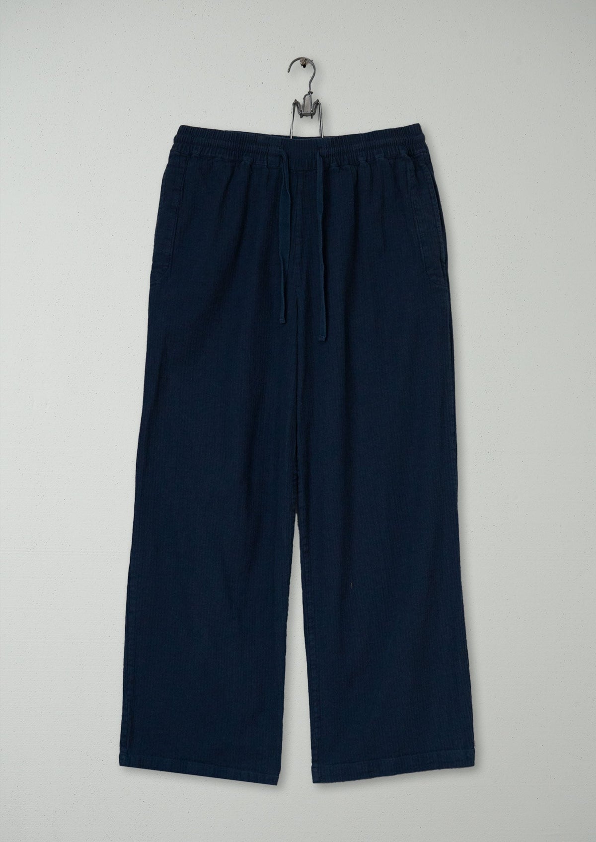 Reworn Mens Brushed Cotton Drawstring Trousers Size XS (083) | Navy