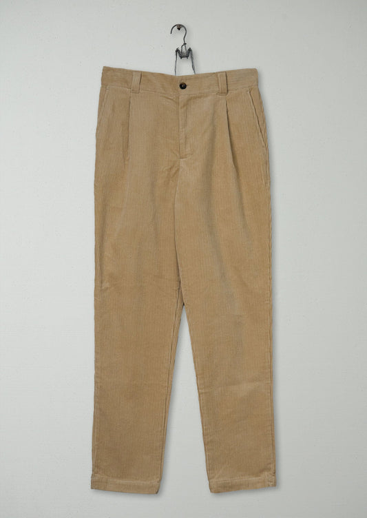 Reworn Mens Organic Cord Tapered Trousers Size 30 (075) | Taupe
