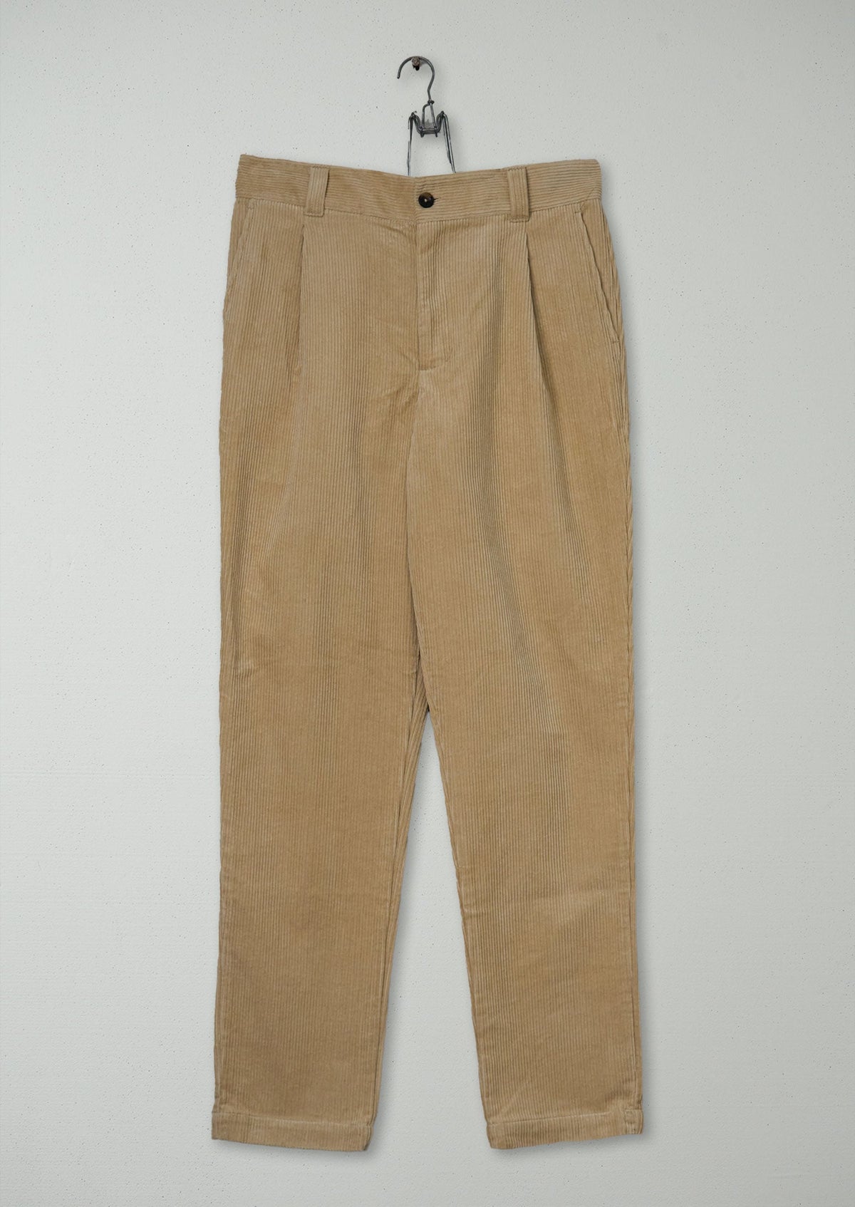 Reworn Mens Organic Cord Tapered Trousers Size 30 (075) | Taupe