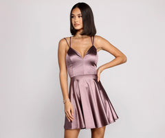 Satin Sophistication Skater Dress