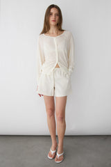 KNIT DRAWSTRING ELASTIC WAIST SHORT