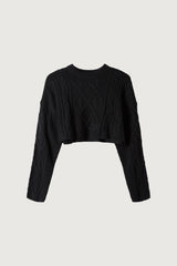 CROPPED CABLE KNIT SWEATER