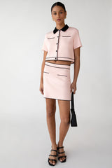 CROPPED KNIT CONTRAST TRIM TOP